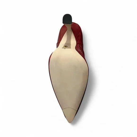 Stuart Weitzman Red Croc-Pattern Heeled Boots - Picture 5 of 8